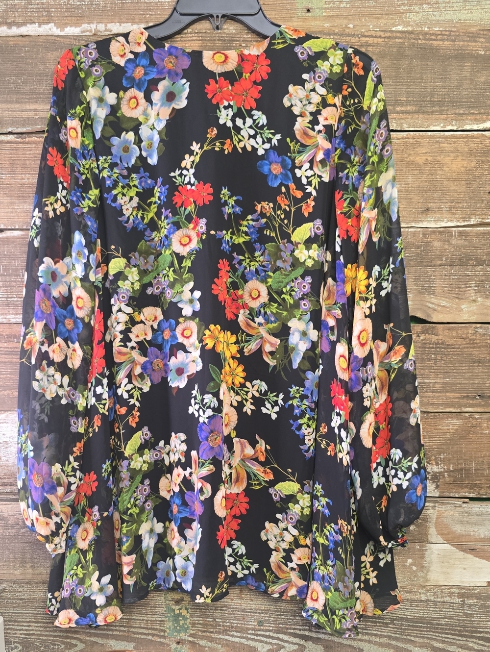 Show Me Your Mumu Black Floral V-Neck Blouse, Size M - Picture 2 of 4
